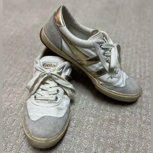 Gola Classic White and Gold Trainers Womens